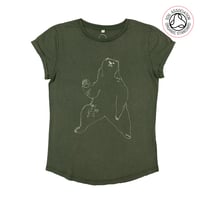 Image 3 of Bear Women's Roll Sleeve T-Shirt (Organic)