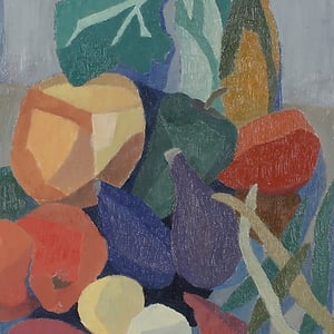 Image of 1959, Still Life Painting 'Fruit and Vegetables,' Ejva Damm