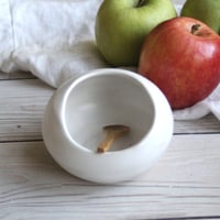 Image 5 of Salt Cellar in Matte White Glaze, Handcrafted Stoneware Pottery Salt Pig, Made in USA