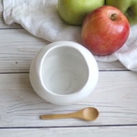 Image 4 of Salt Cellar in Matte White Glaze, Handcrafted Stoneware Pottery Salt Pig, Made in USA