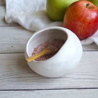 Image 8 of Salt Cellar in Matte White Glaze, Handcrafted Stoneware Pottery Salt Pig, Made in USA