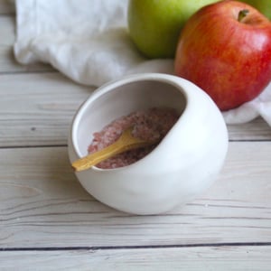 Image of Salt Cellar in Matte White Glaze, Handcrafted Stoneware Pottery Salt Pig, Made in USA