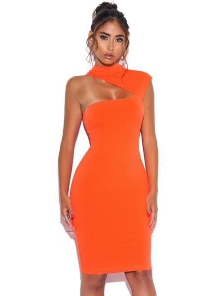 orange asymmetrical dress