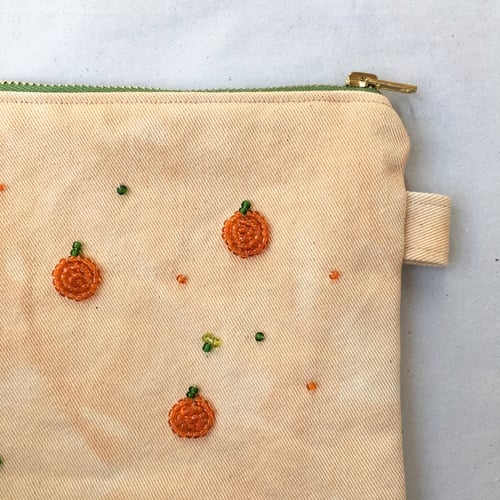Image of Oranges - hand beaded bag, made of organic cotton fabric (plant dyed by Kaliko)