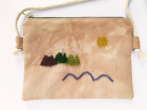 Image of By the Lake - hand beaded bag, made of organic cotton fabric (plant dyed by Kaliko)