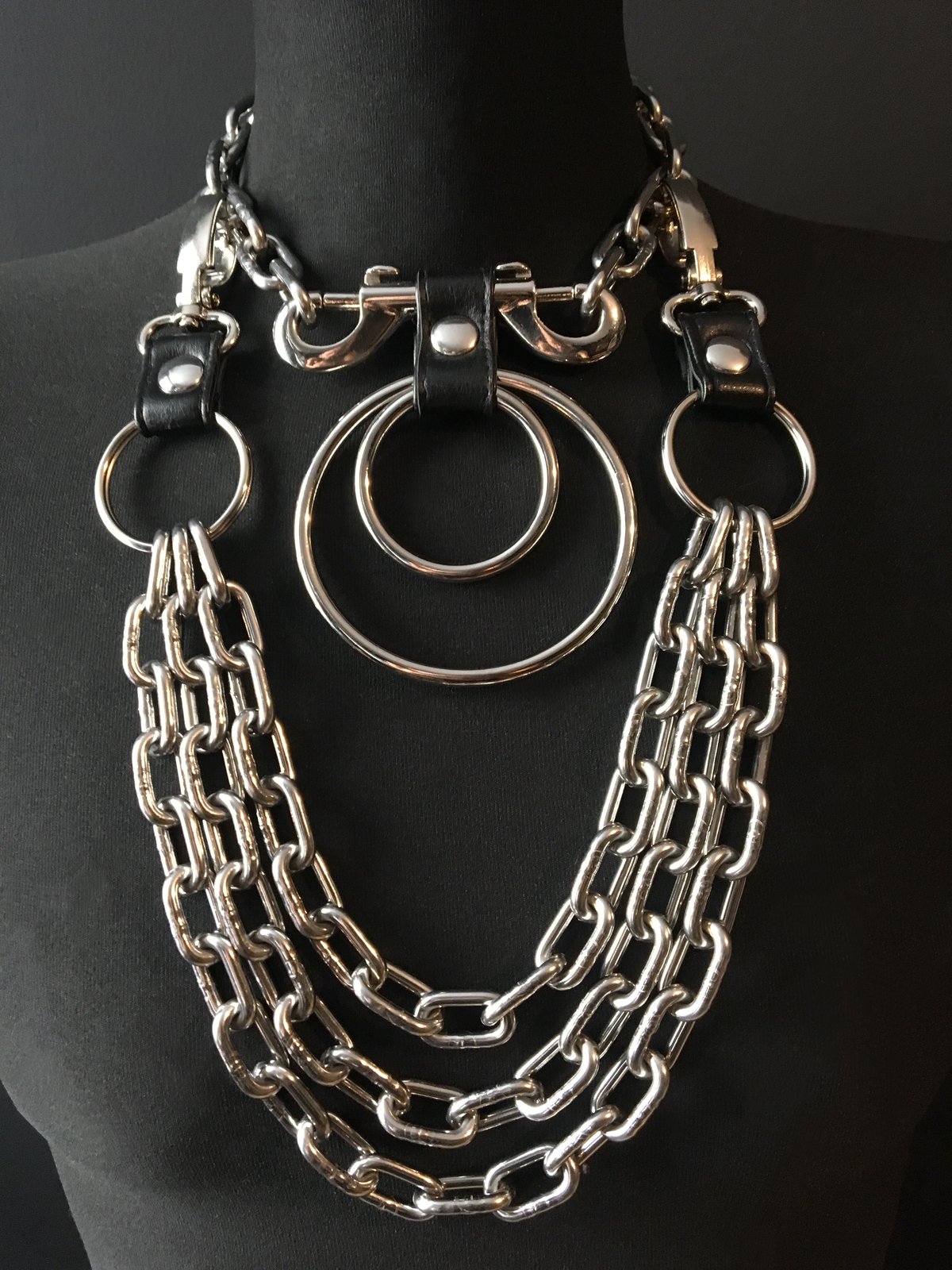 Double ring necklace silver