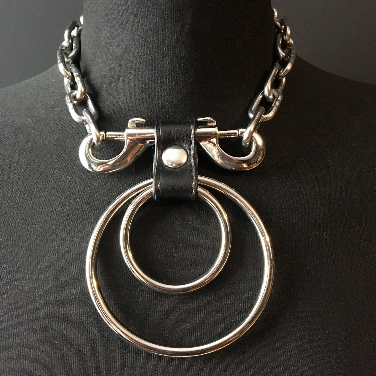 Double ring necklace silver 