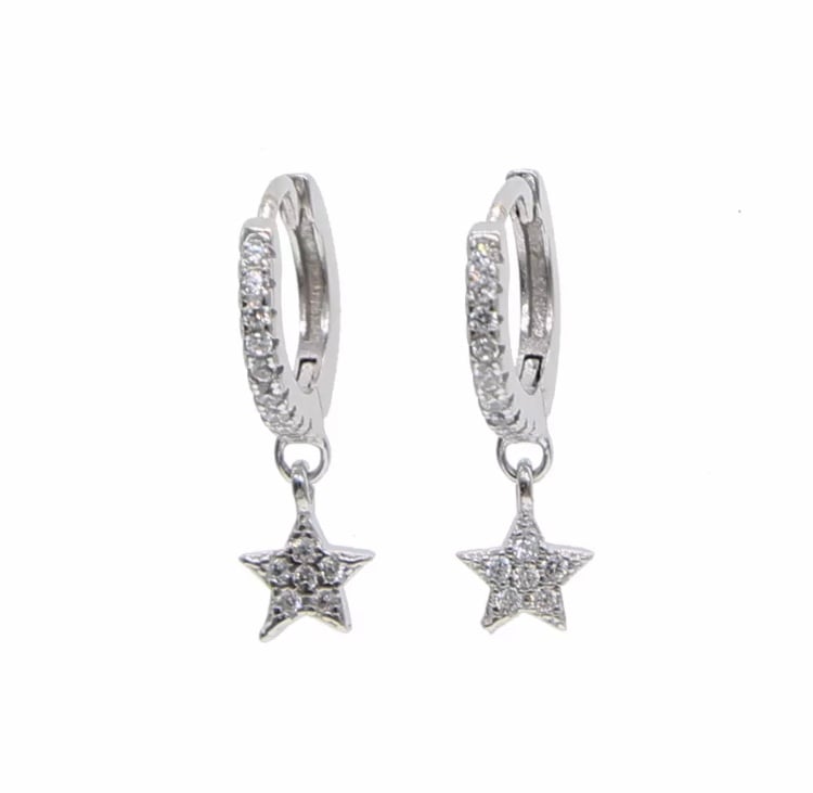 Image of Crystal Star Dainty Huggy Hoops