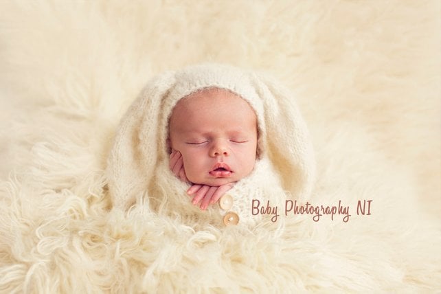 Image of Bunny Snuggle Wrap with Hat - Newborn Wrap, Bunny Cocoon/Snuggle sack- Newborn Props - Cocoon - Bunn