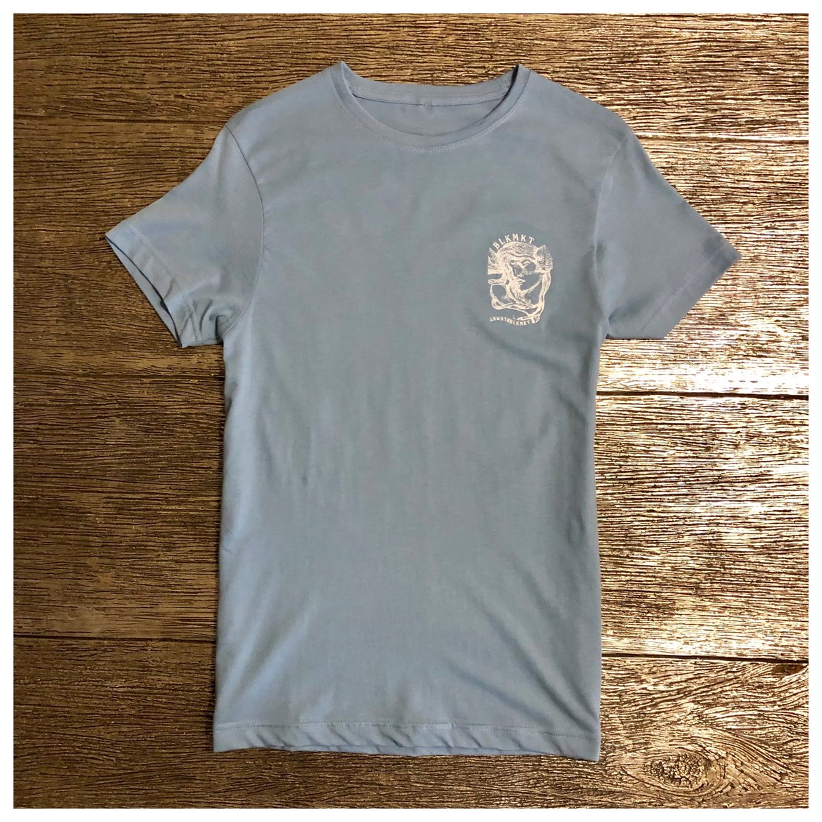 Image of SUPIMA® COTTON CREWNECK SHORT SLEEVE T-SHIRT “MERCURY BLUE” BLKMKT