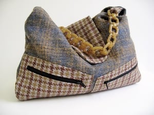 Image of Blue and Brown Tweed 'Vivienne' Bag...