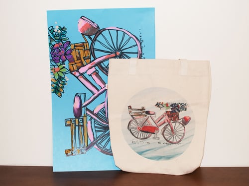 Image of Pink bike tote bag