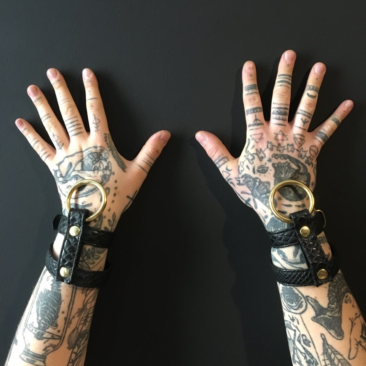 Double strap cuff gold pair