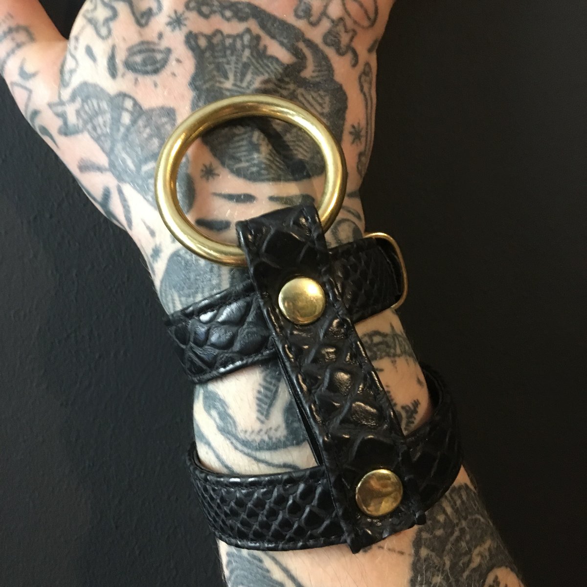 Double strap cuff gold pair