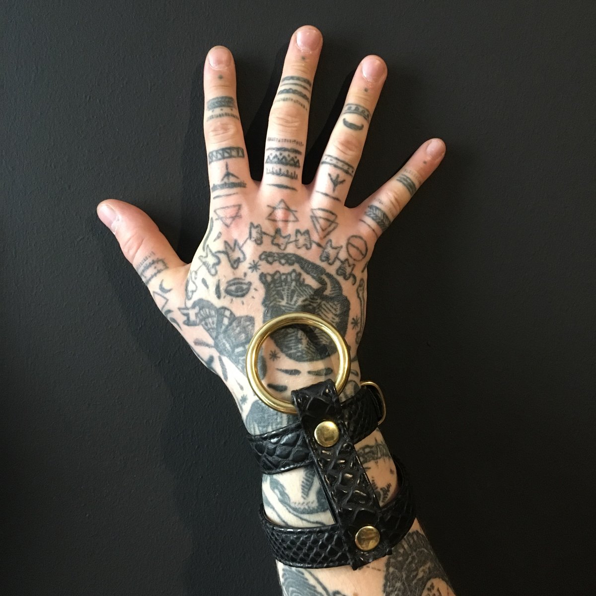 Double strap cuff gold pair