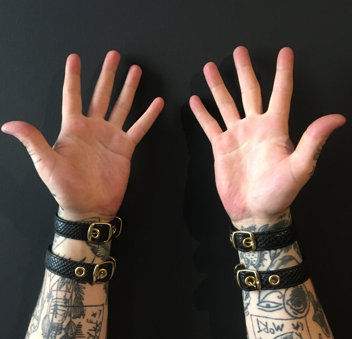 Double strap cuff gold pair