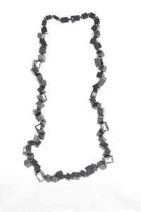 Image 3 of Intersecting Cube Necklace. Aquamarine set in oxidised silver