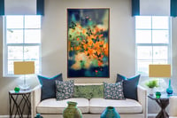 Image 2 of Original Canvas - Butterflies on Prussian Blue/Turquoise/Gold - 36" x 60"