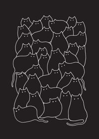 Image 4 of "Lots of Cats" Shirt (Black) - Drawing by Allie