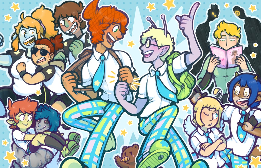 Space School - Large Prints (11x17) - All Together, Halloween, and Maleena!