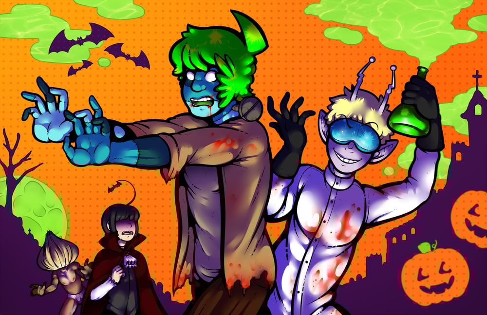 Space School - Large Prints (11x17) - All Together, Halloween, and Maleena!