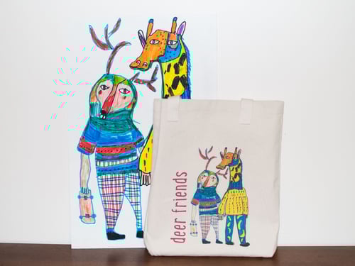 Image of Deer friends tote bag