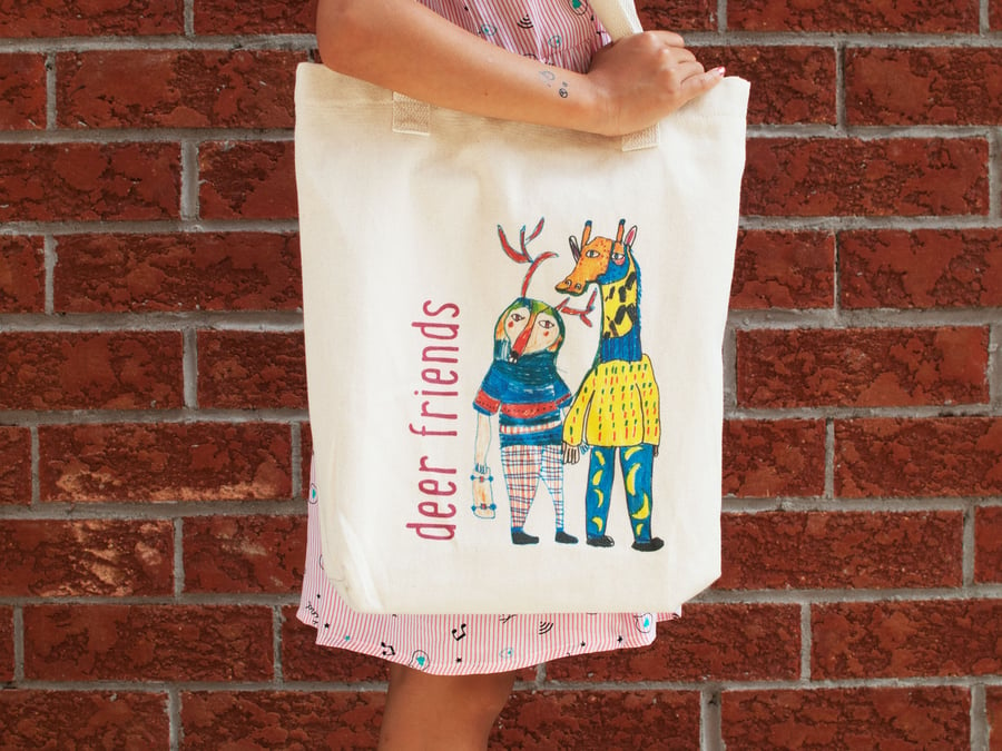 Image of Deer friends tote bag