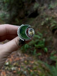 Image 1 of Jade and Amber Ring~adjustable 7.5-9