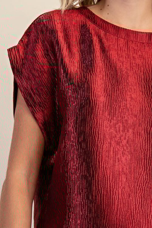 Image of Neck Band Short Sleeve Top- Wine