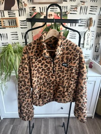 Image 1 of Crop leopard fleece zip up