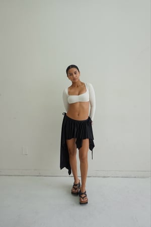 Image of BLACK / frilled asymmetric skirt