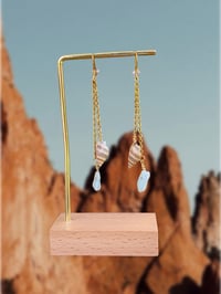 Aquamarine Stone & Shell Dangles