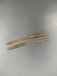Image 1 of 3” Tapered Trout Worm “ Motor Oil Red” 