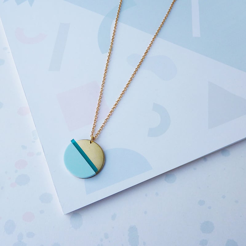 Image of Horizon Necklace Teal & Pale Blue