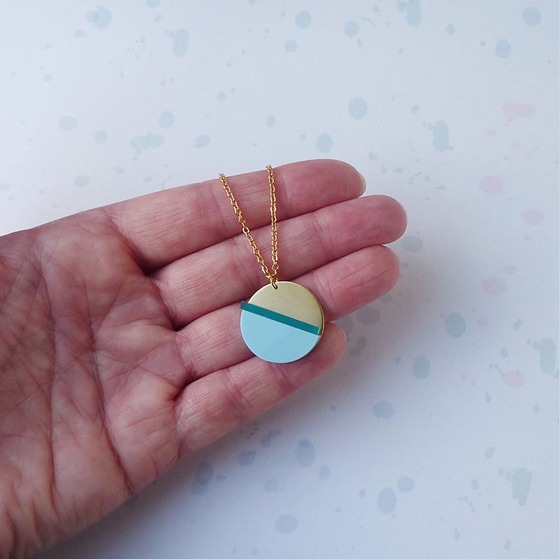 Image of Horizon Necklace Teal & Pale Blue