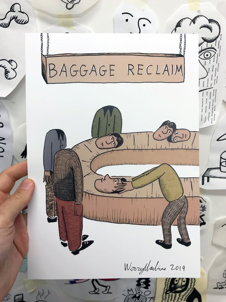 Image of BAGGAGE RECLAIM - SIGNED A4 PRINT