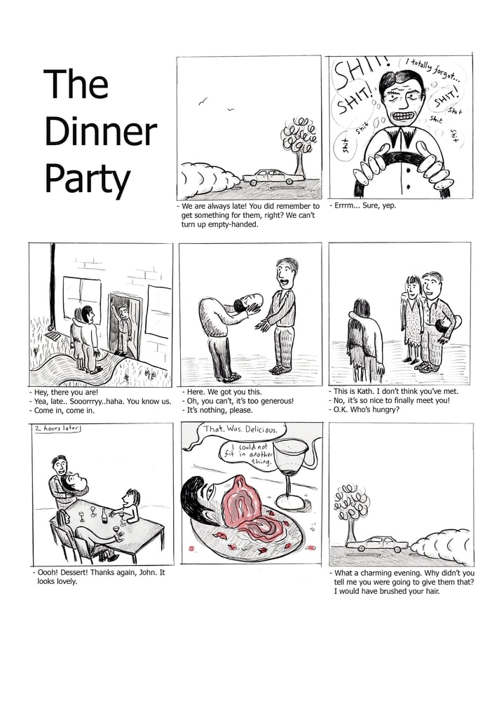 Image of DINNER PARTY - SIGNED A4 PRINT