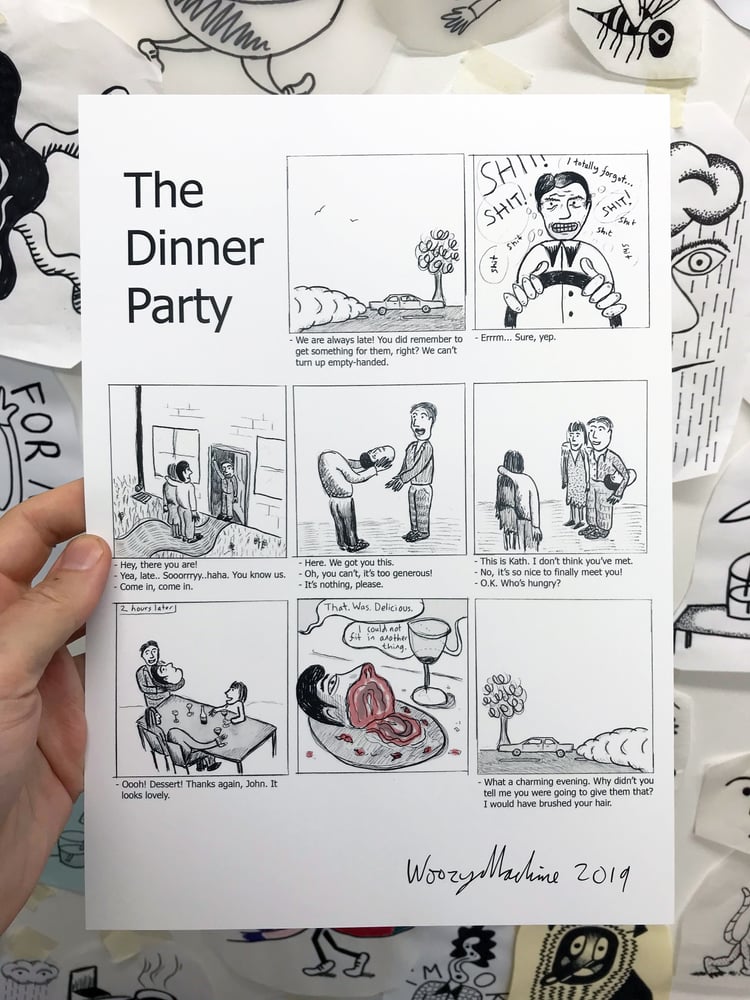 Image of DINNER PARTY - SIGNED A4 PRINT
