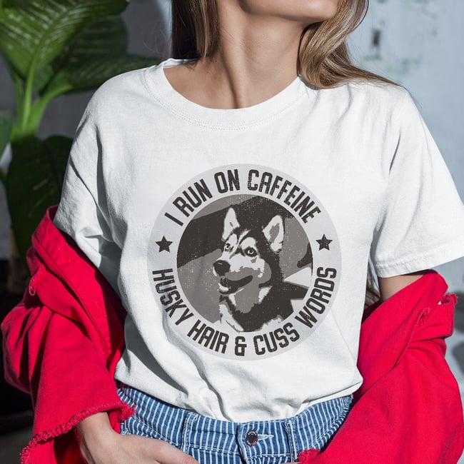 I Run On Caffeine husky Hair Cuss Words' Men's T-Shirt