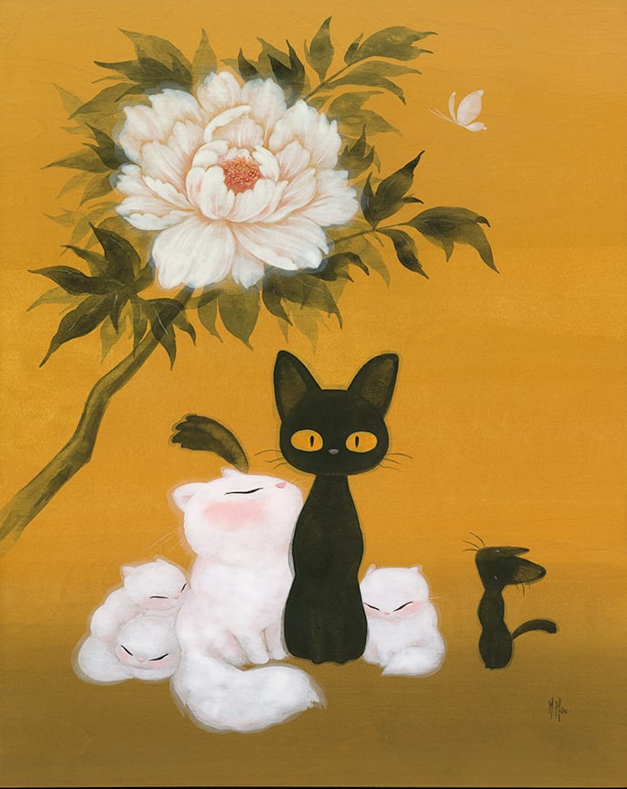 Cats and Peony - Prints