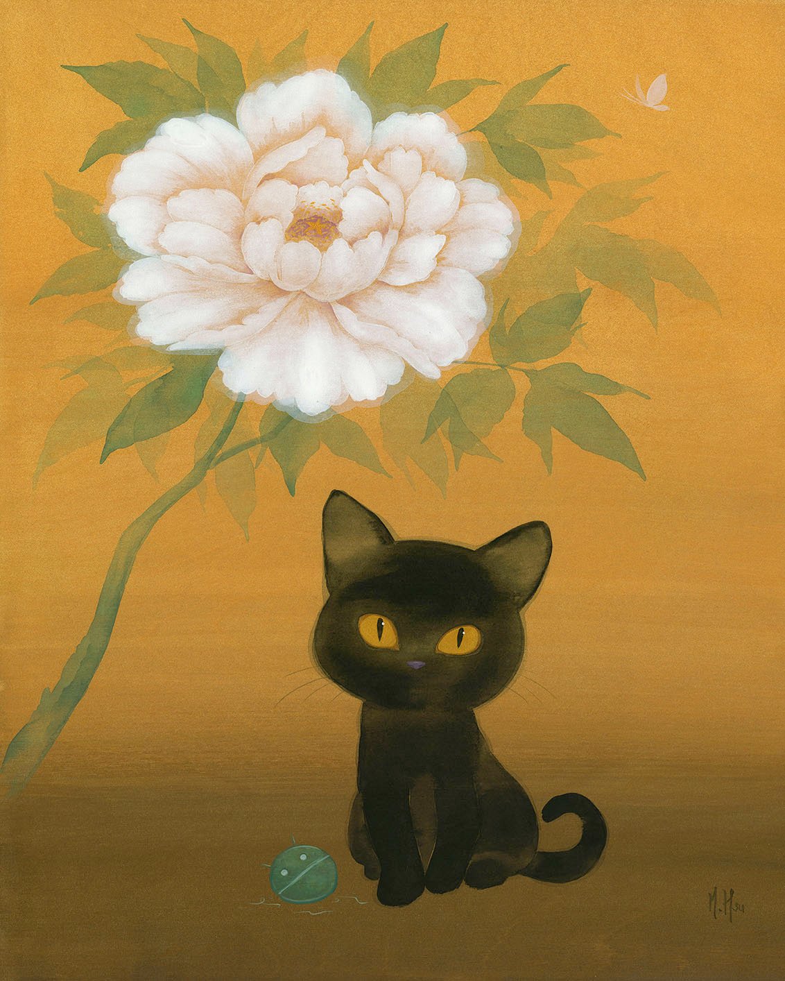 Black Cat and Peony - Prints