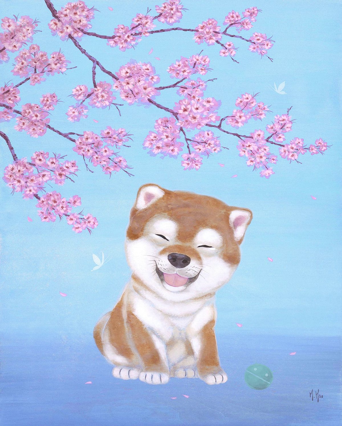 Shiba and Cherry Blossoms - Prints