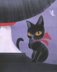 Girl and Black Cat - Prints