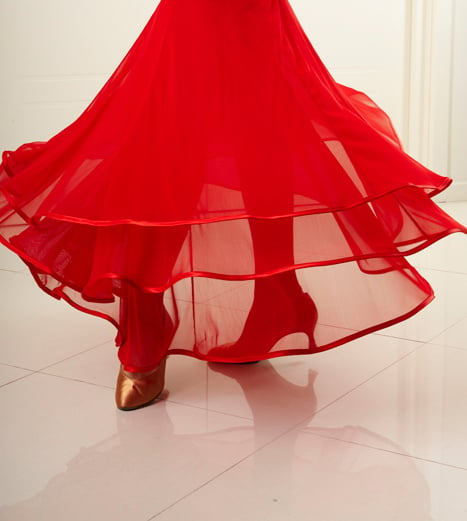 Image of J1705B Ballroom Flow Skirt RED Dancewear latin ballroom
