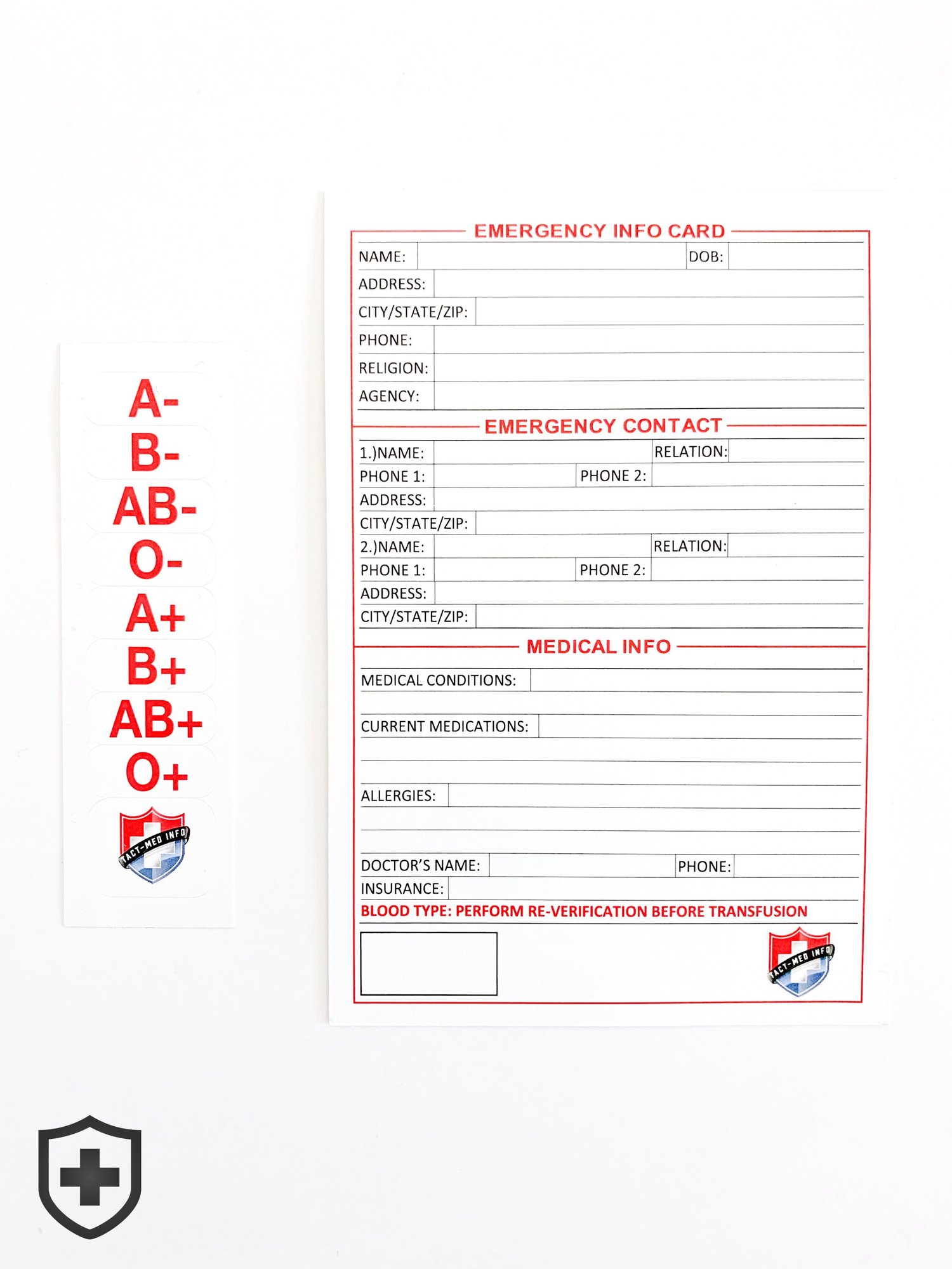 Image of REPLACEMENT TACT-MED INFO CARD