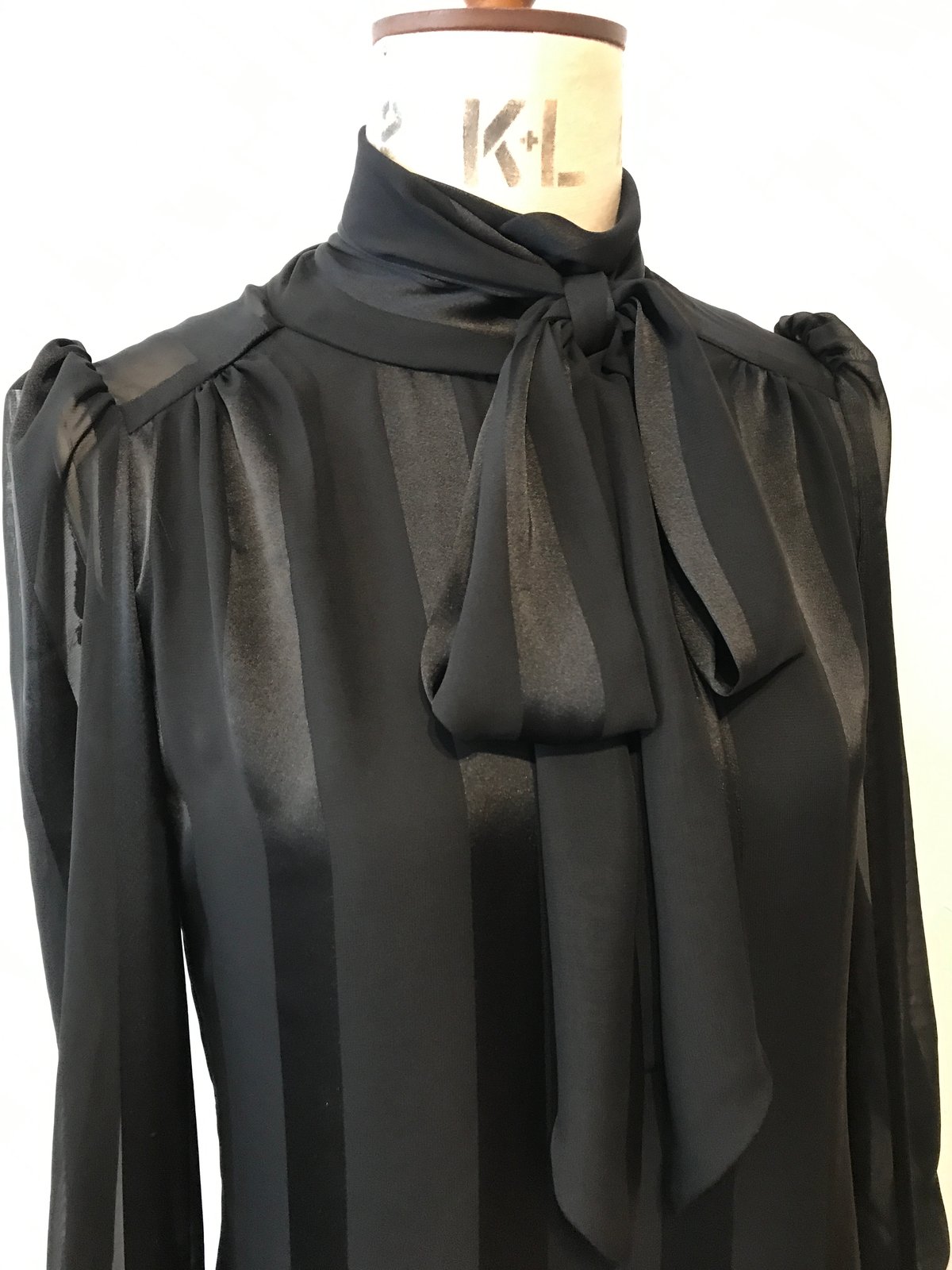 sheer tie neck blouse