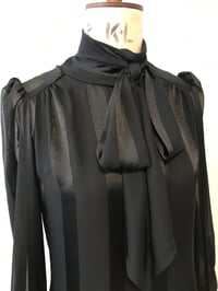 Image 1 of Sheer stripe chiffon tie neck blouse