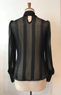 Image 5 of Sheer stripe chiffon tie neck blouse