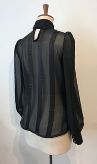 Image 2 of Sheer stripe chiffon tie neck blouse