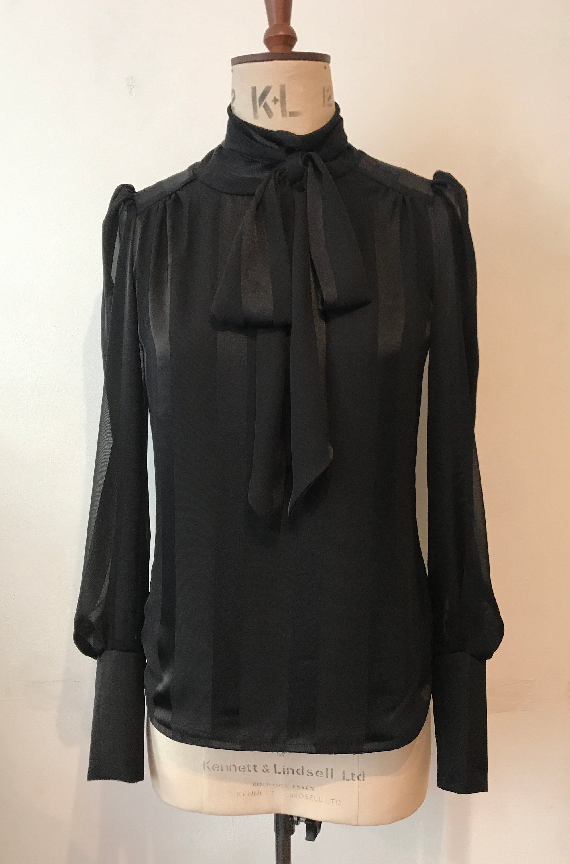 Sheer stripe chiffon tie neck blouse Totty Rocks